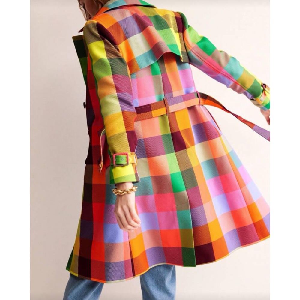 Couture Gypsy Multicolor Plaid Trench Coat